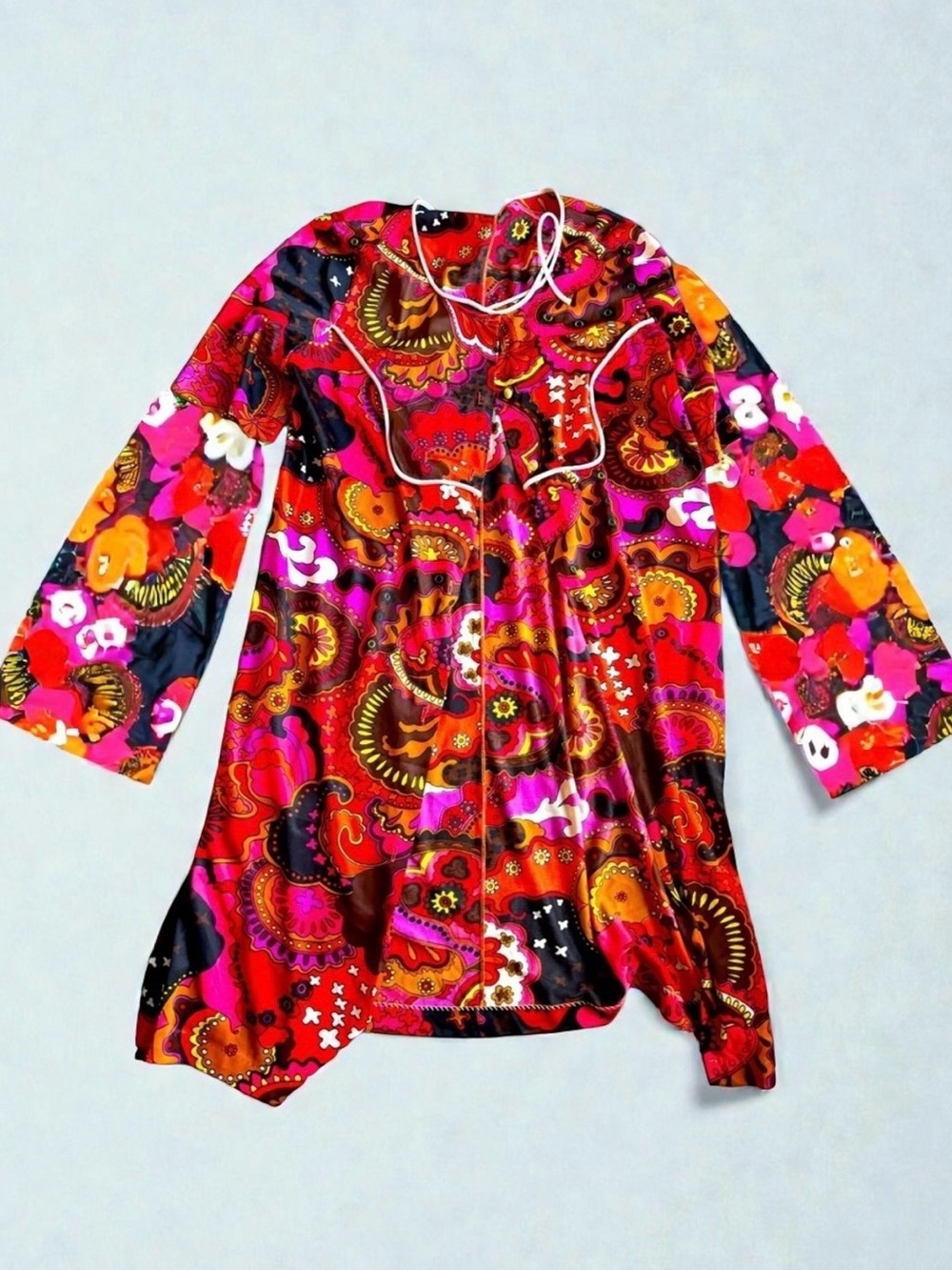 Vintage 60s Psychedelic Paisley Dress Set Groovy Mod Medium